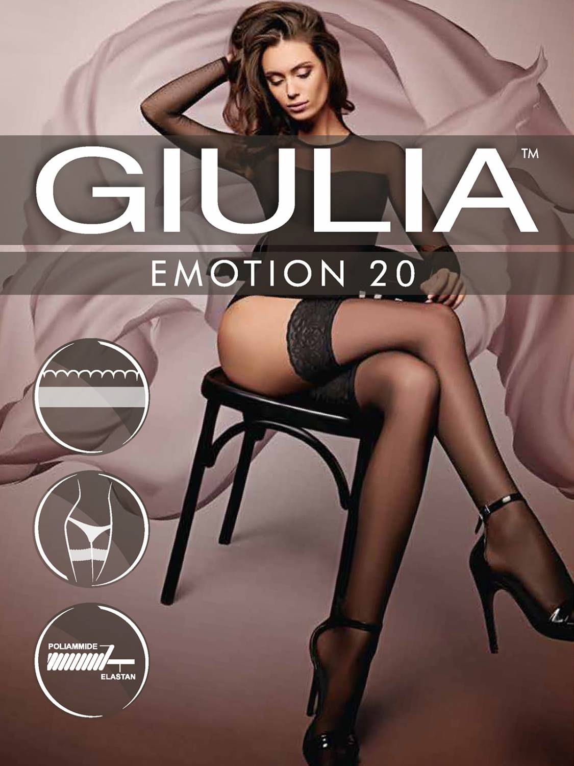 Чулки Giulia EMOTION 20 чулки купить в интернет-магазине Noskivkorobke.ru  по цене 545 руб.
